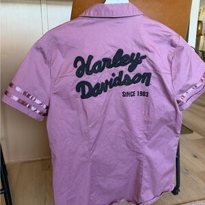 Harley-Davidson Casual Pink Button Down Shirt vintage
